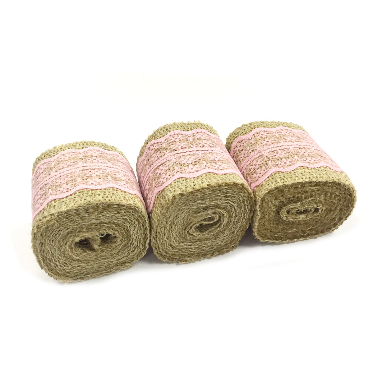 Wrapables Hessian Burlap with Lace Ribbon 2.5 Inch Width x 2 Yards Length
