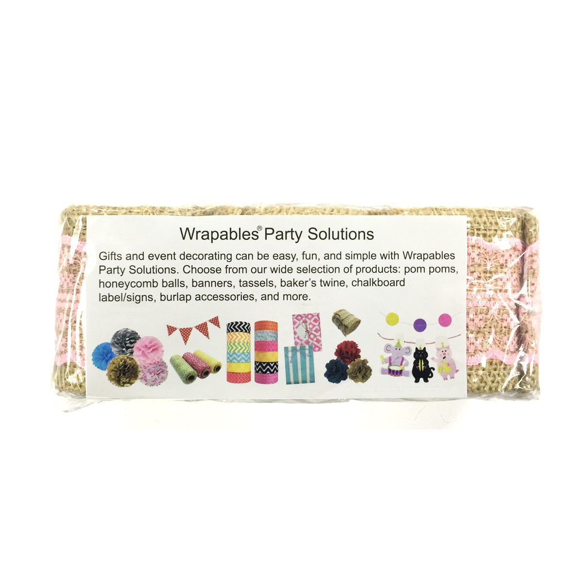 Wrapables Hessian Burlap with Lace Ribbon 2.5 Inch Width x 2 Yards Length