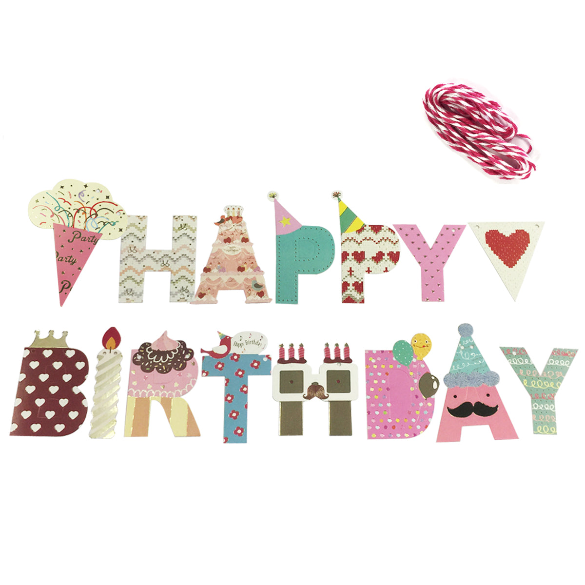 Wrapables Multi-Print Triangle Pennant and Birthday Banners Party Decorations
