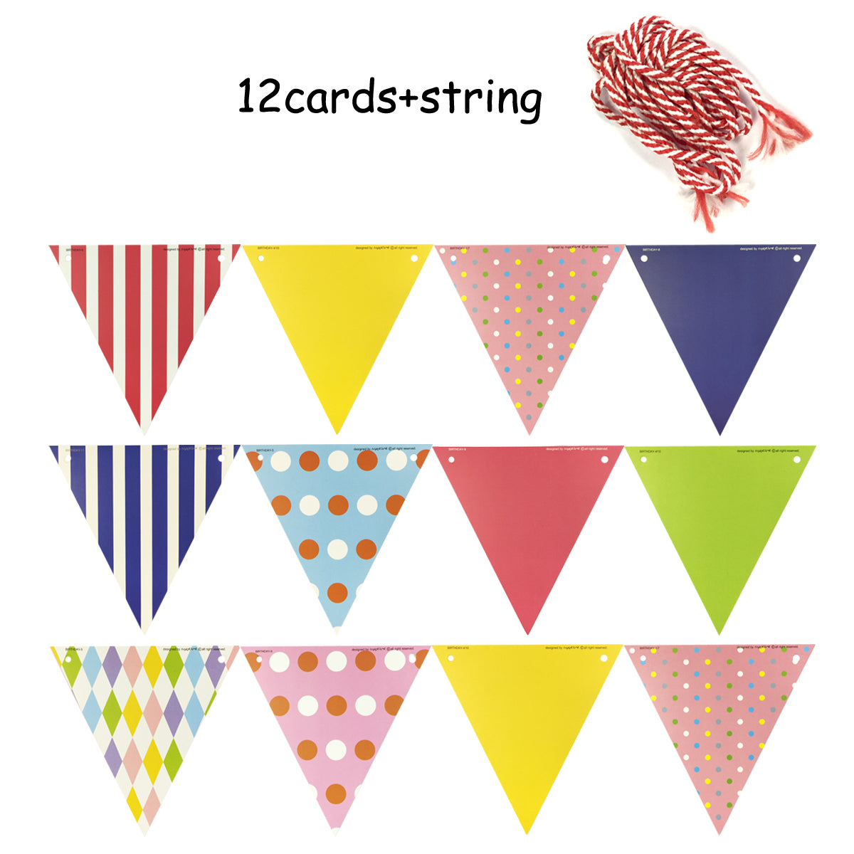 Wrapables Multi-Print Triangle Pennant and Birthday Banners Party Decorations