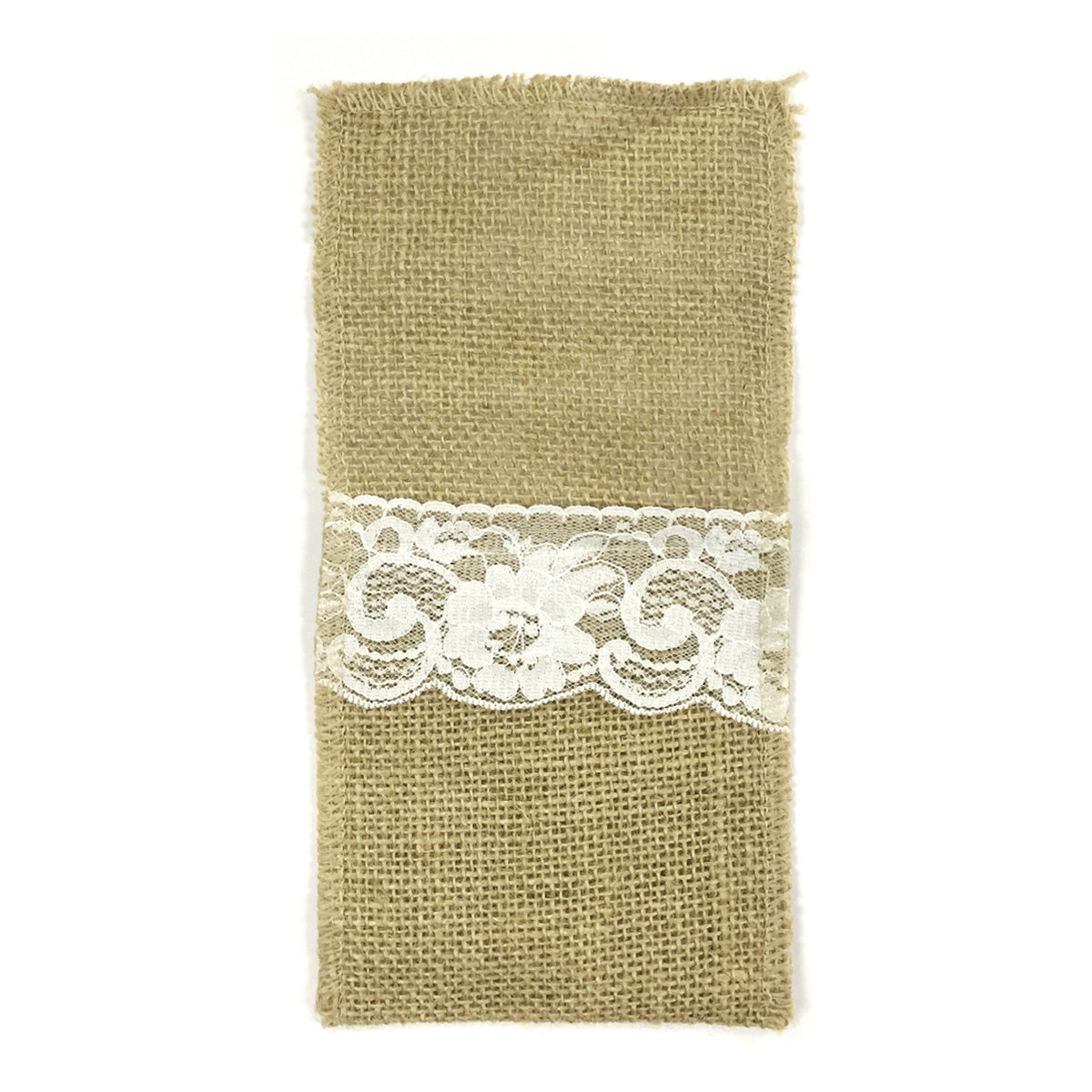 Wrapables Burlap with Lace Cutlery Holder for Rustic Weddings (Set of 10)