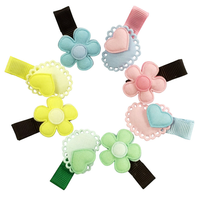 Wrapables Dress up Daisies and Hearts Spring Hair Clips, Set of 8