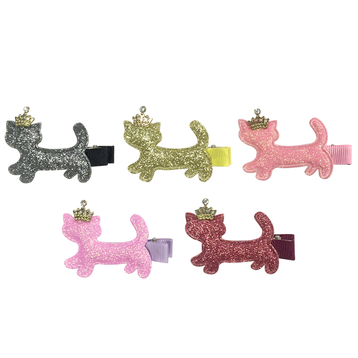 Wrapables Dress Up Sparkly Kitties Hair Clips, Set of 5