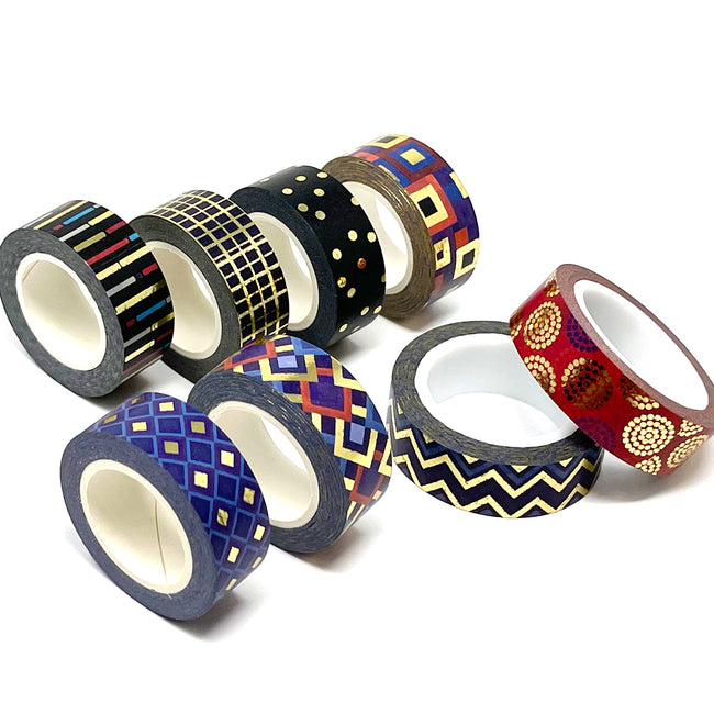 Wrapables Metallic Foil Washi Masking Tape Collection (Set of 8)