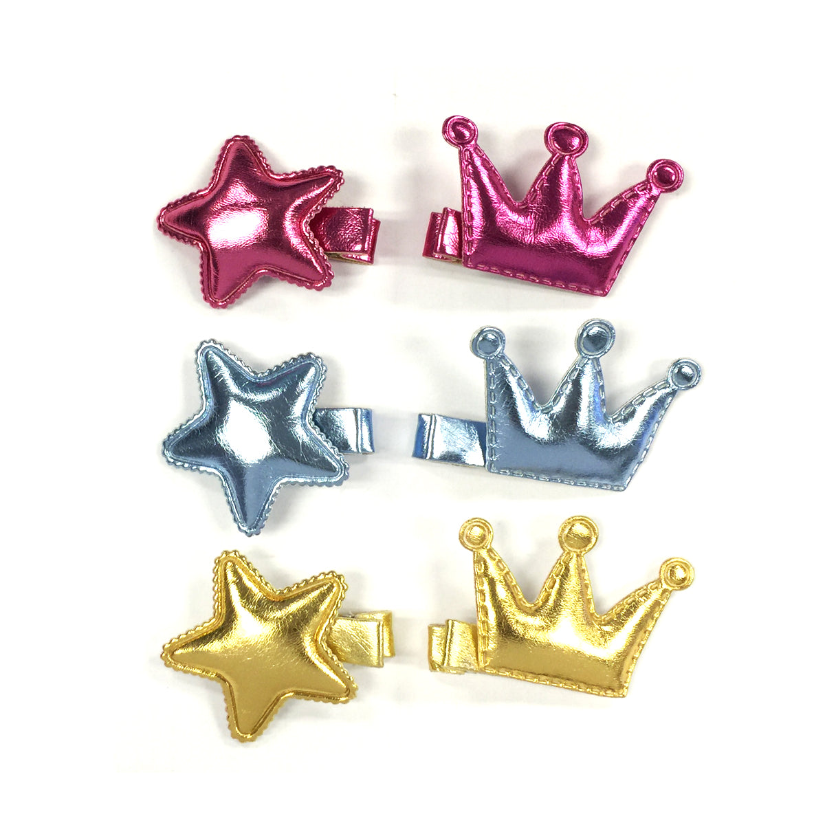Wrapables Dress Up Princess Star Metallic Shine Alligator Hair Clips for Baby Toddler, Set of 6, Gold Collection