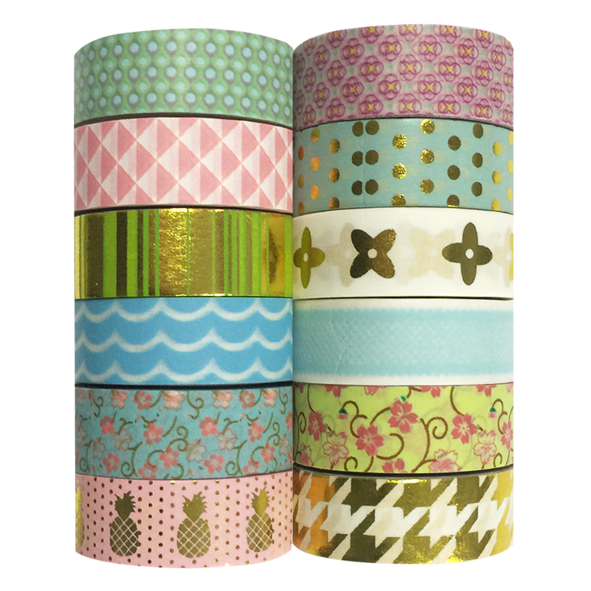 Wrapables Washi Masking Tape Collection, Set of 12