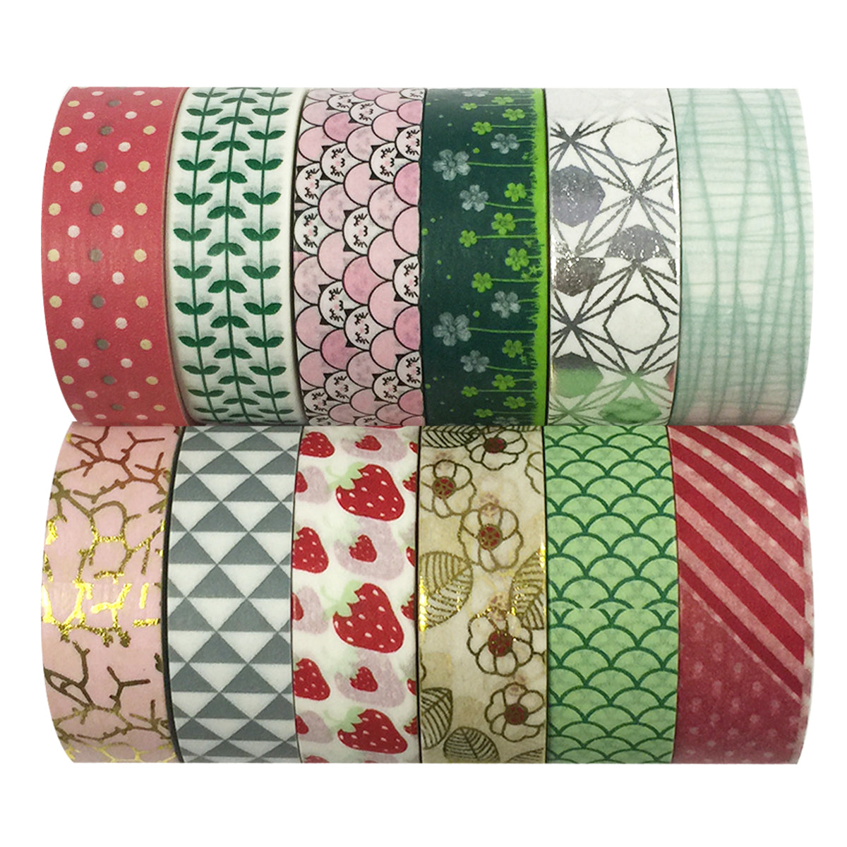 Wrapables Washi Masking Tape Collection, Set of 12