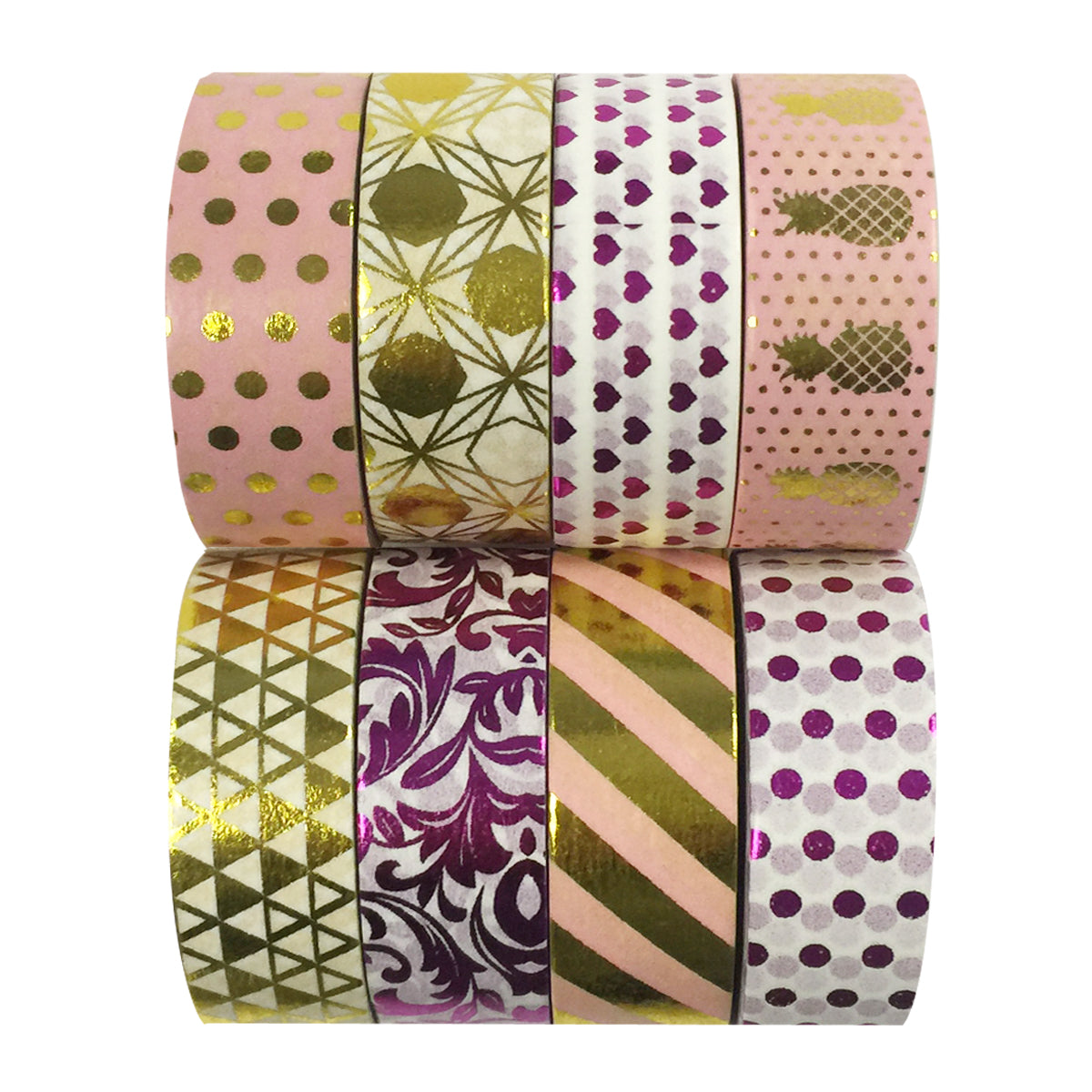 Wrapables Metallic Foil Washi Masking Tape Collection (Set of 8)