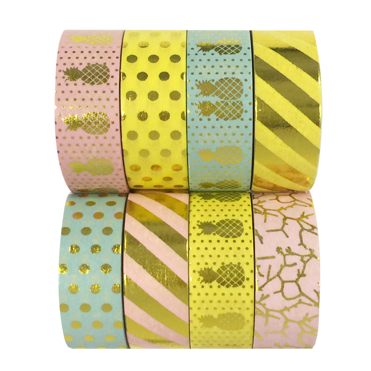 Wrapables Metallic Foil Washi Masking Tape Collection (Set of 8)