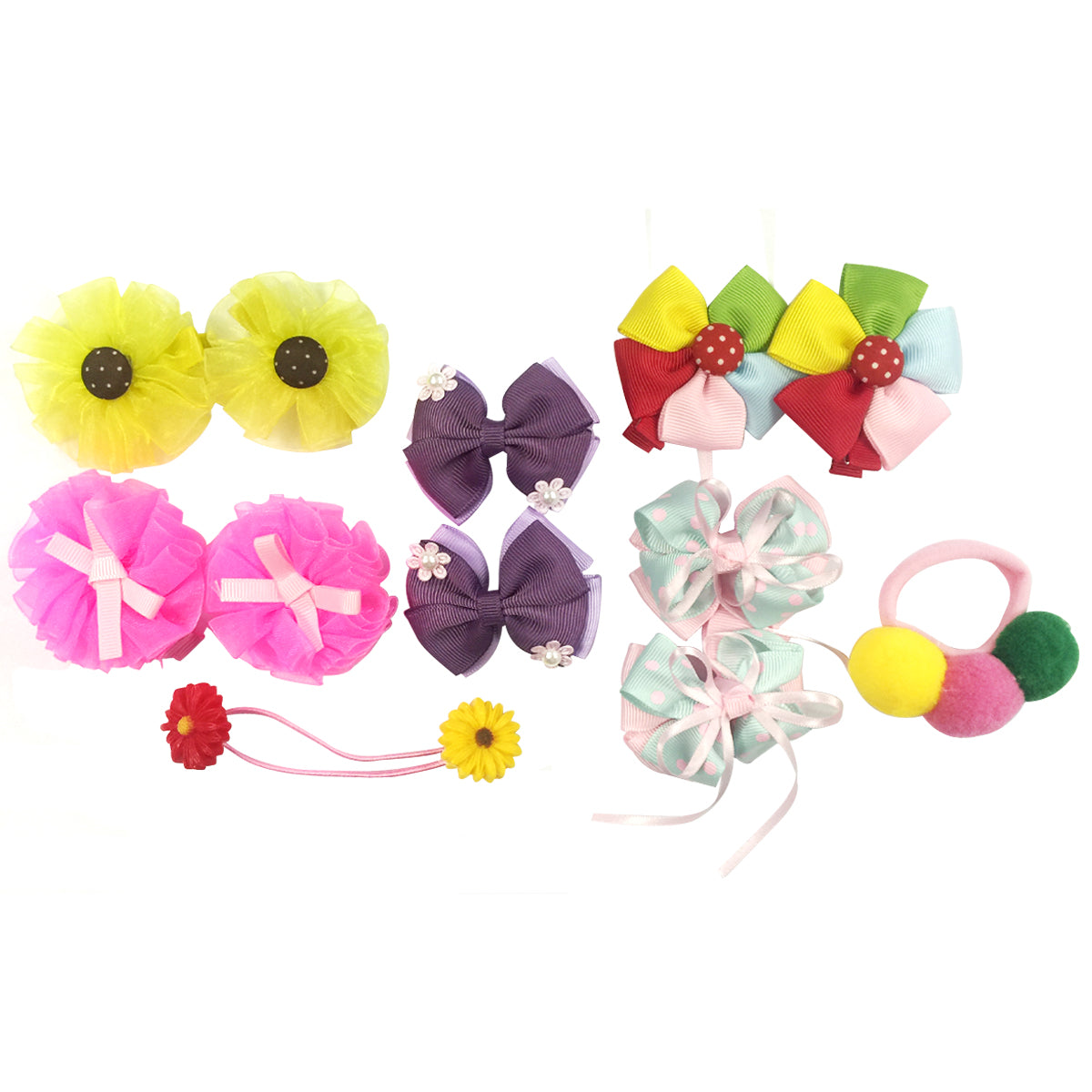 Wrapables Rainbow Flowers and Bows Hair Accessories (Set of 12)