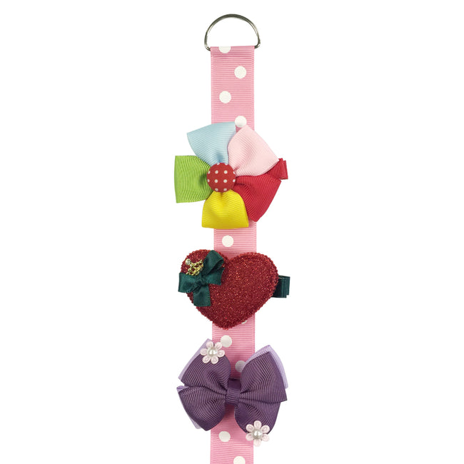 Wrapables Pink Polka Dot Hair Clip and Hair Bow Holder