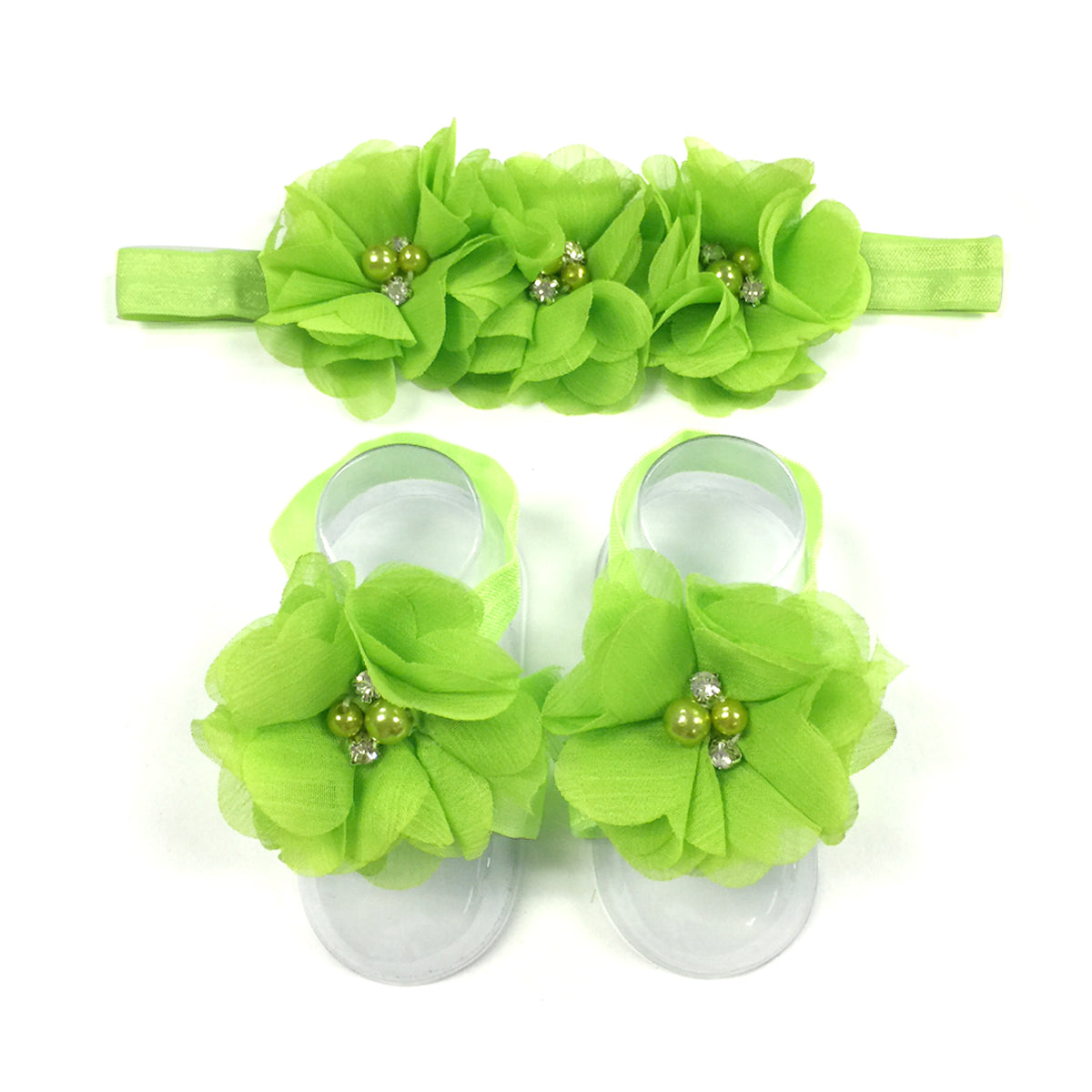 Wrapables Shabby Chic Flower Headband + Barefoot Sandals (Set of 4)