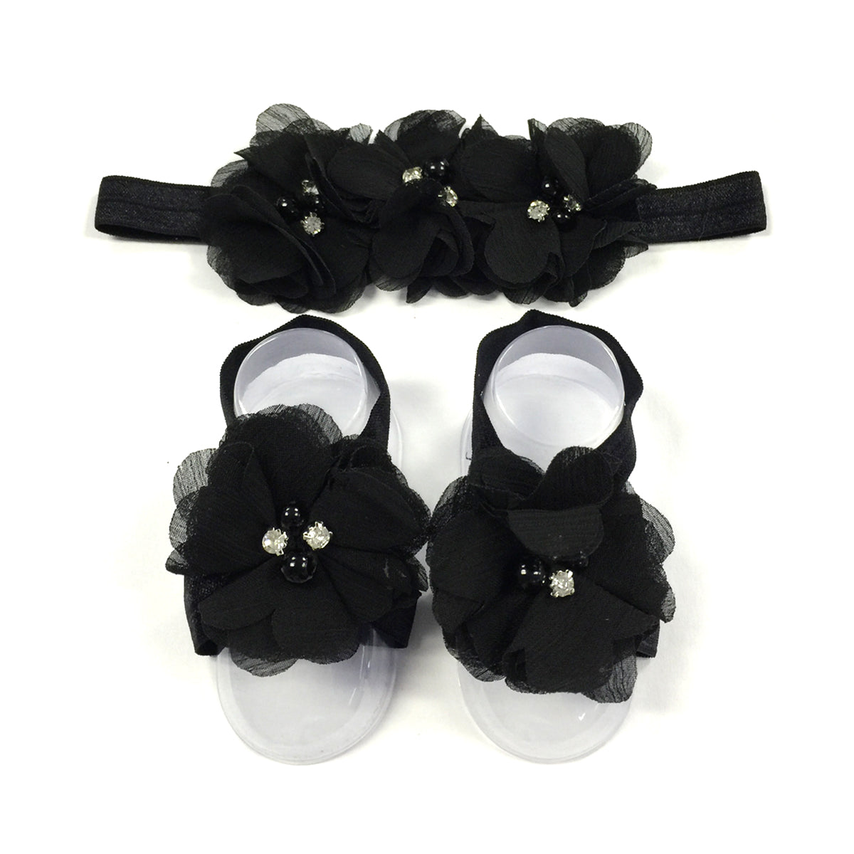 Wrapables Shabby Chic Flower Headband + Barefoot Sandals (Set of 4)