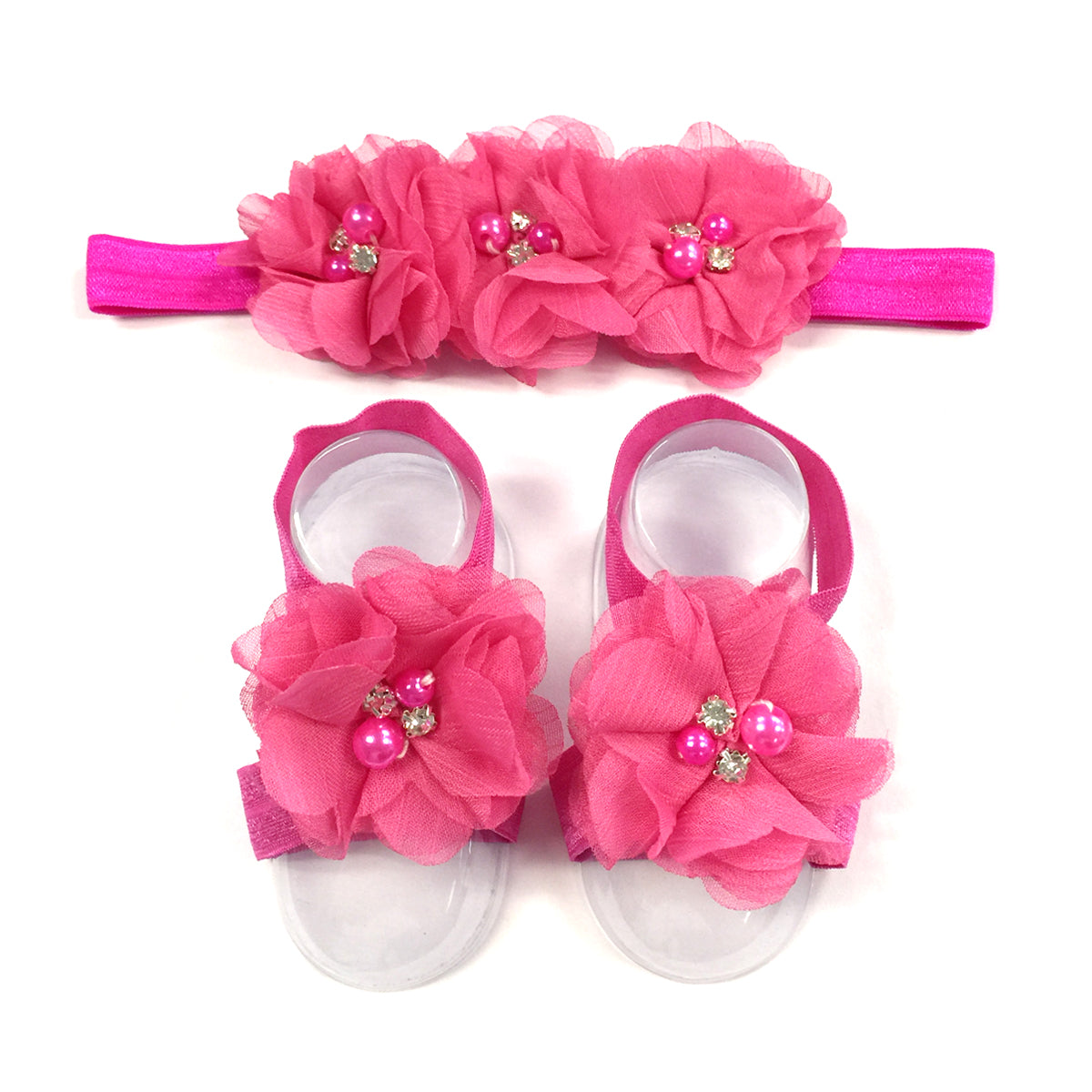 Wrapables Shabby Chic Flower Headband + Barefoot Sandals (Set of 4)