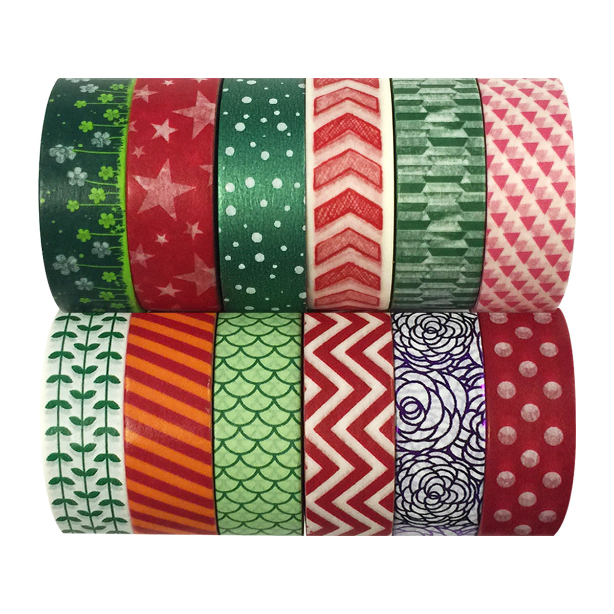 Wrapables  Washi Tapes Decorative Masking Tapes, Set of 12
