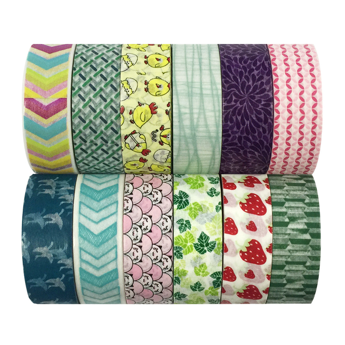 Wrapables  Washi Tapes Decorative Masking Tapes, Set of 12