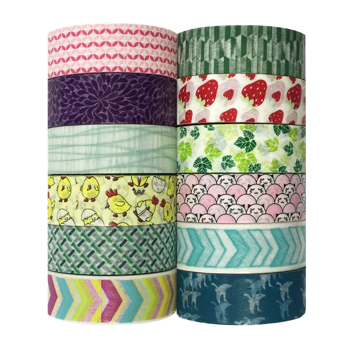 Wrapables  Washi Tapes Decorative Masking Tapes, Set of 12