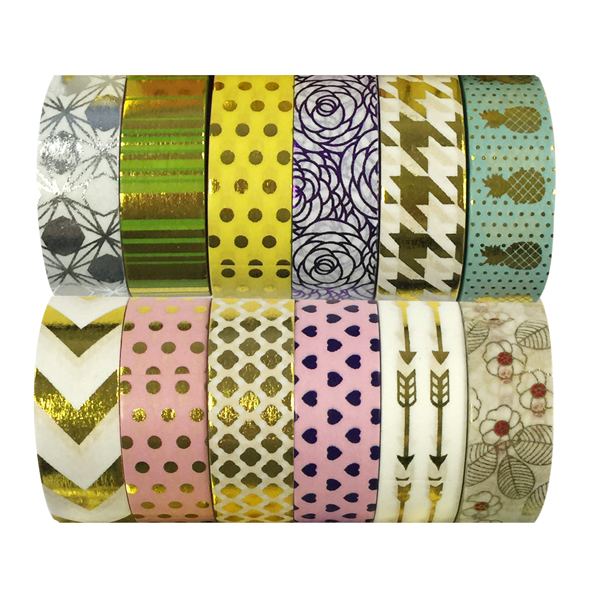 Wrapables  Washi Tapes Decorative Masking Tapes, Set of 12