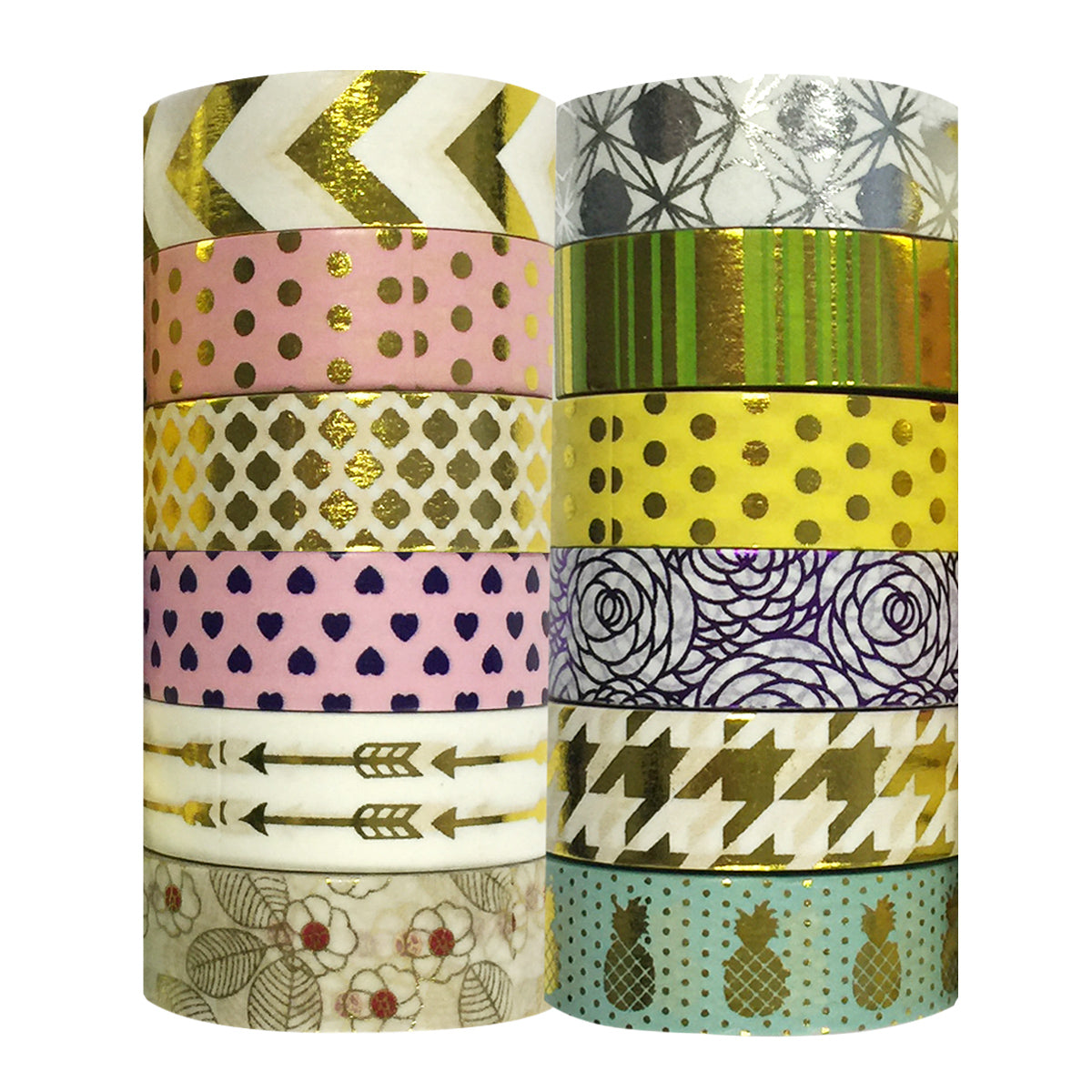 Wrapables  Washi Tapes Decorative Masking Tapes, Set of 12