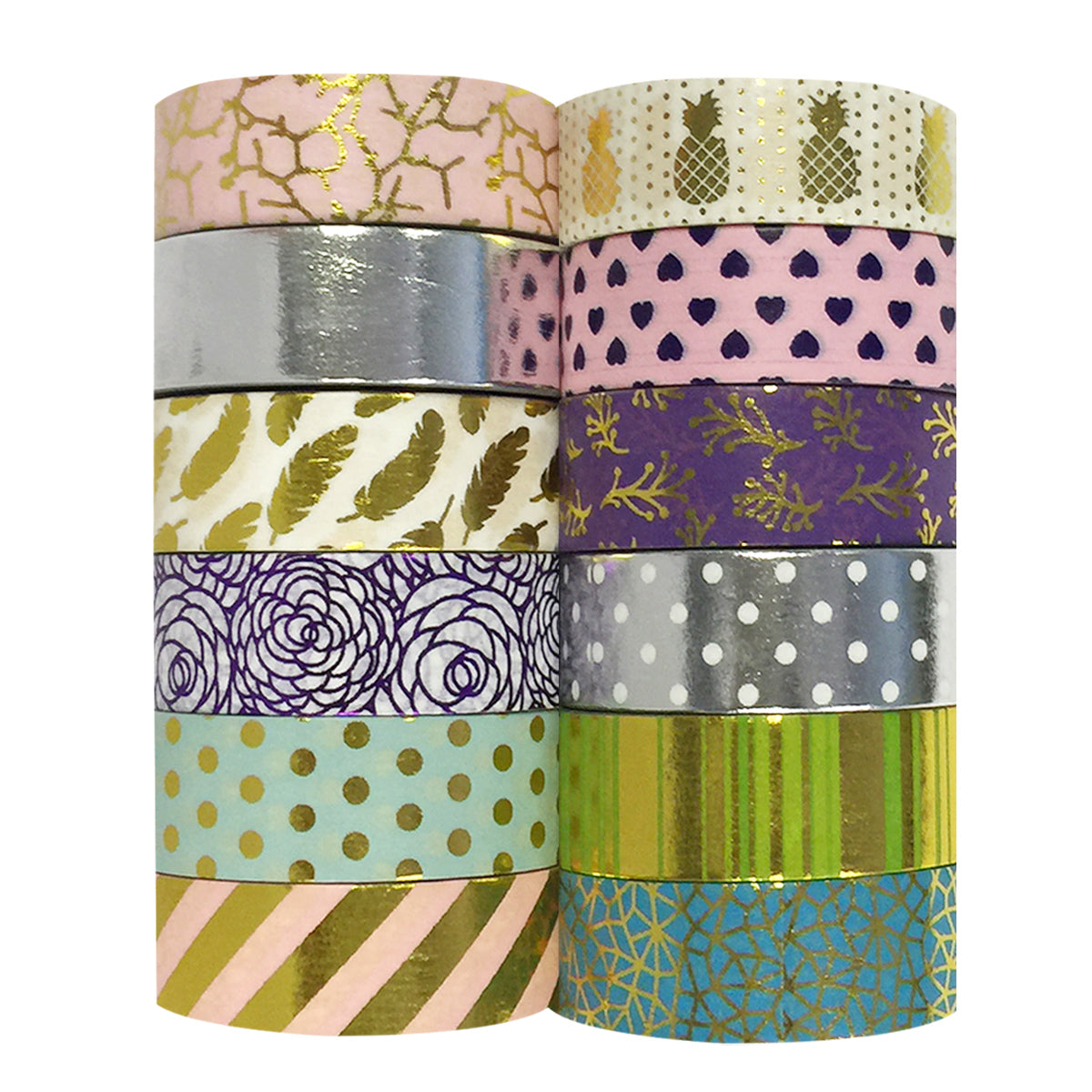 Wrapables  Washi Tapes Decorative Masking Tapes, Set of 12