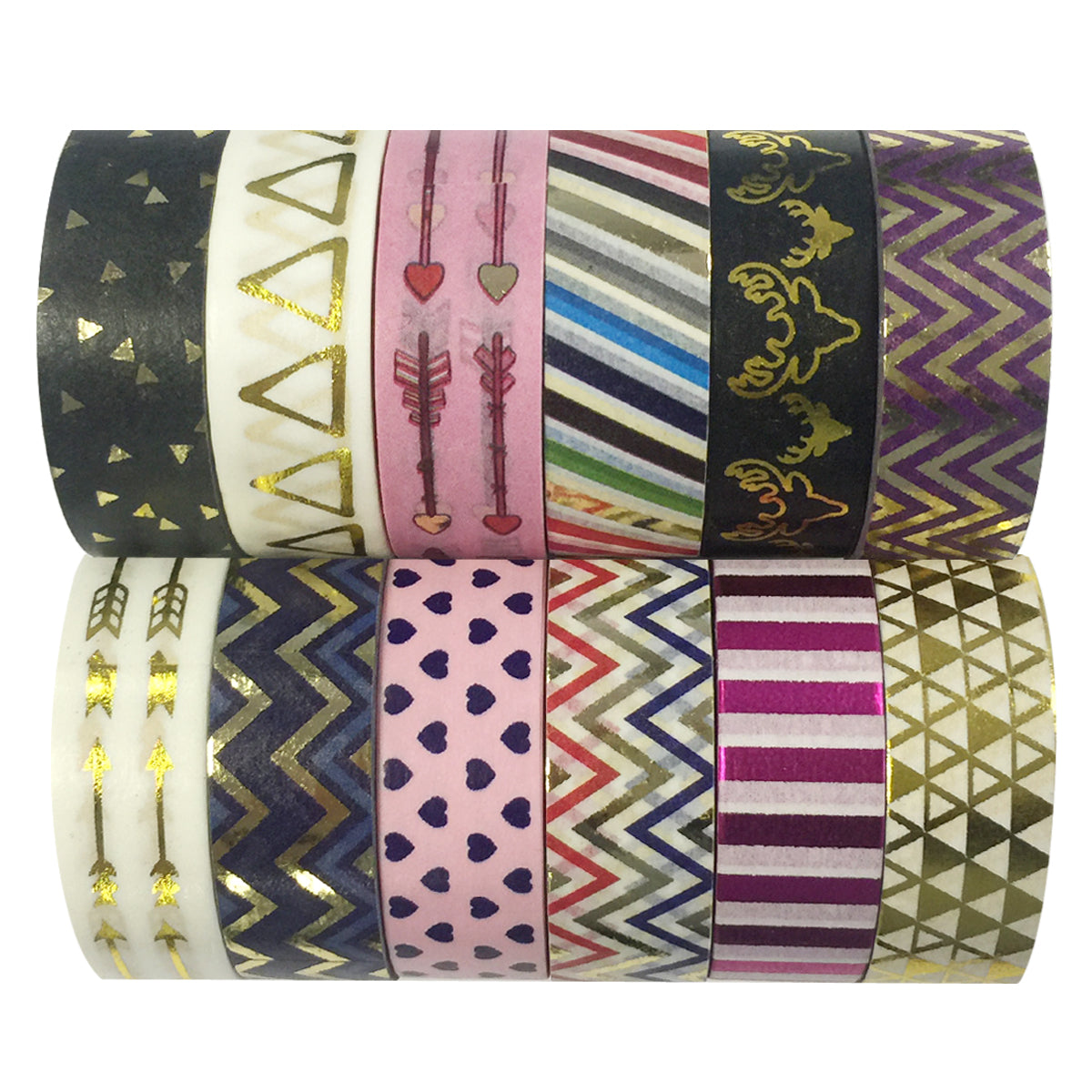 Wrapables  Washi Tapes Decorative Masking Tapes, Set of 12