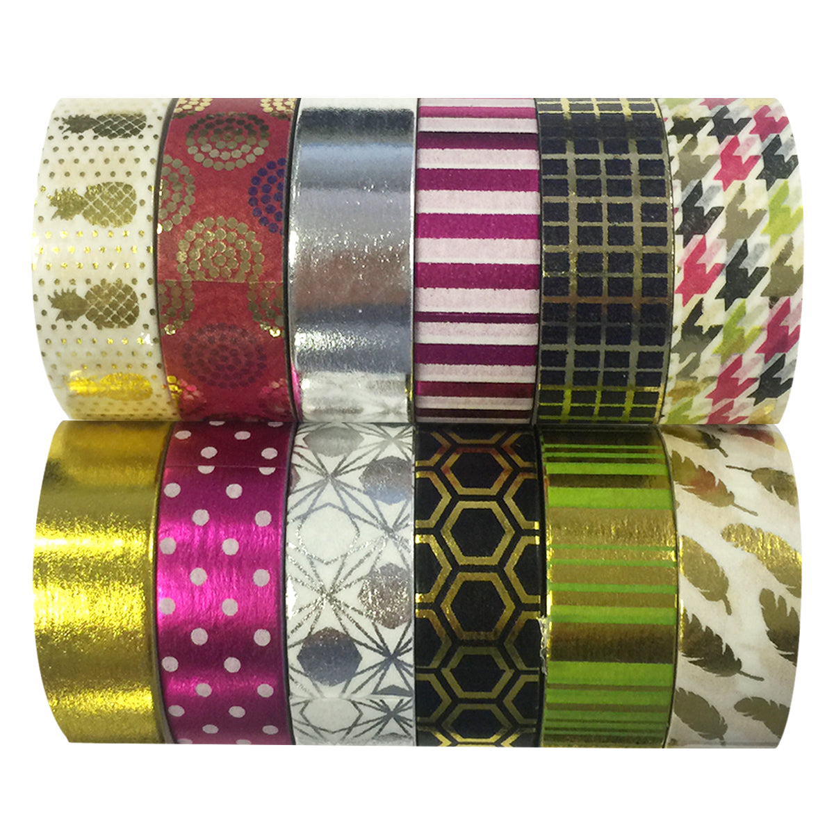 Wrapables  Washi Tapes Decorative Masking Tapes, Set of 12
