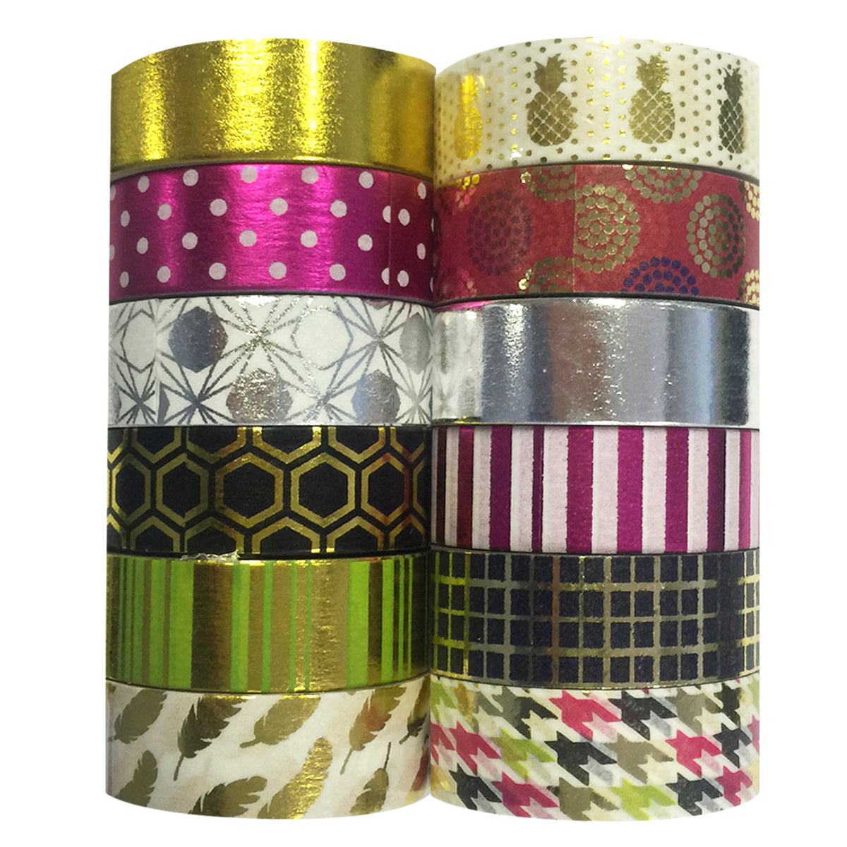 Wrapables  Washi Tapes Decorative Masking Tapes, Set of 12