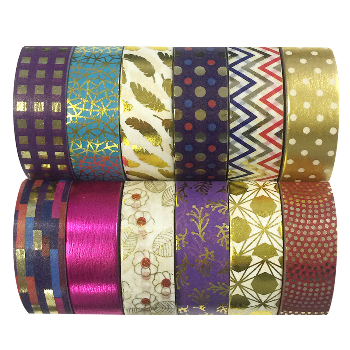 Wrapables  Washi Tapes Decorative Masking Tapes, Set of 12