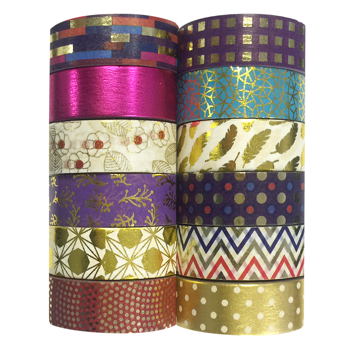 Wrapables  Washi Tapes Decorative Masking Tapes, Set of 12