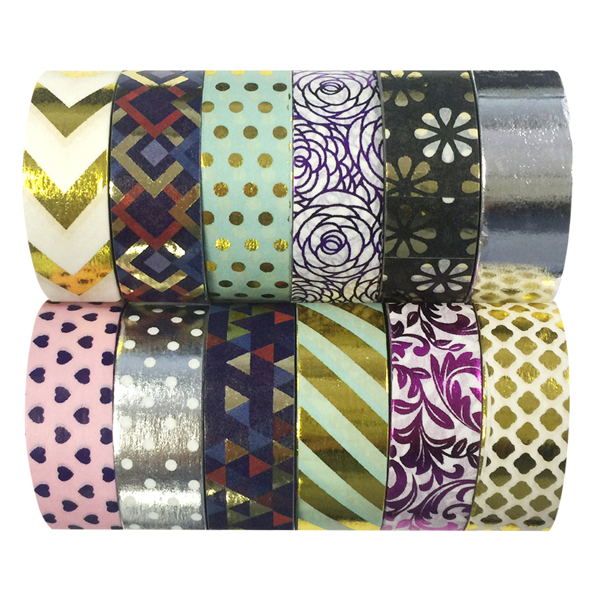Wrapables  Washi Tapes Decorative Masking Tapes, Set of 12