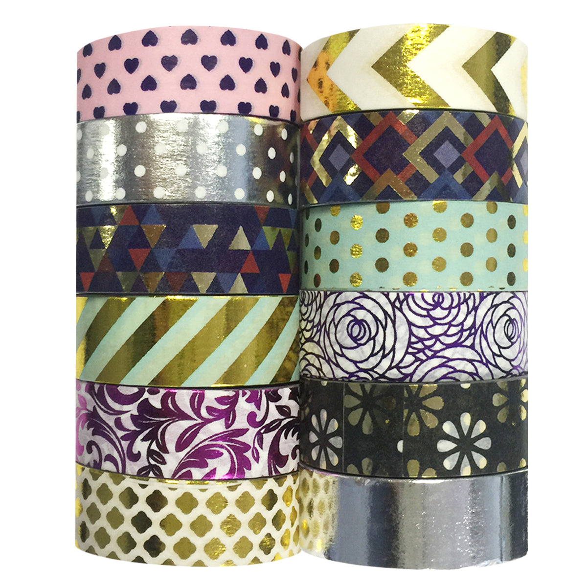 Wrapables  Washi Tapes Decorative Masking Tapes, Set of 12