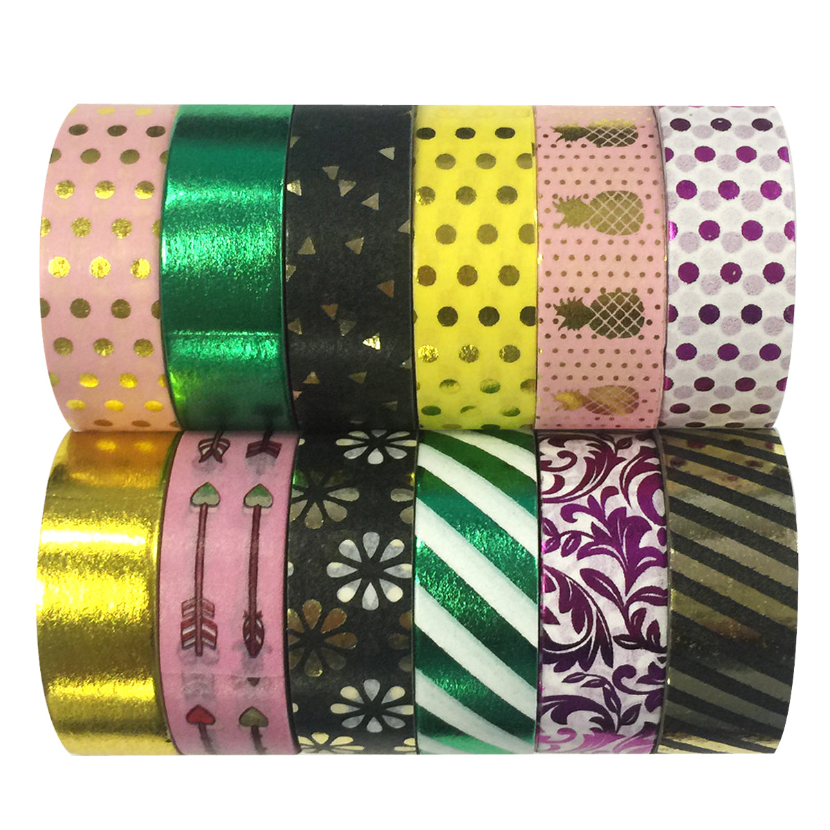 Wrapables  Washi Tapes Decorative Masking Tapes, Set of 12