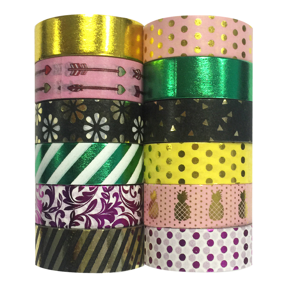 Wrapables  Washi Tapes Decorative Masking Tapes, Set of 12