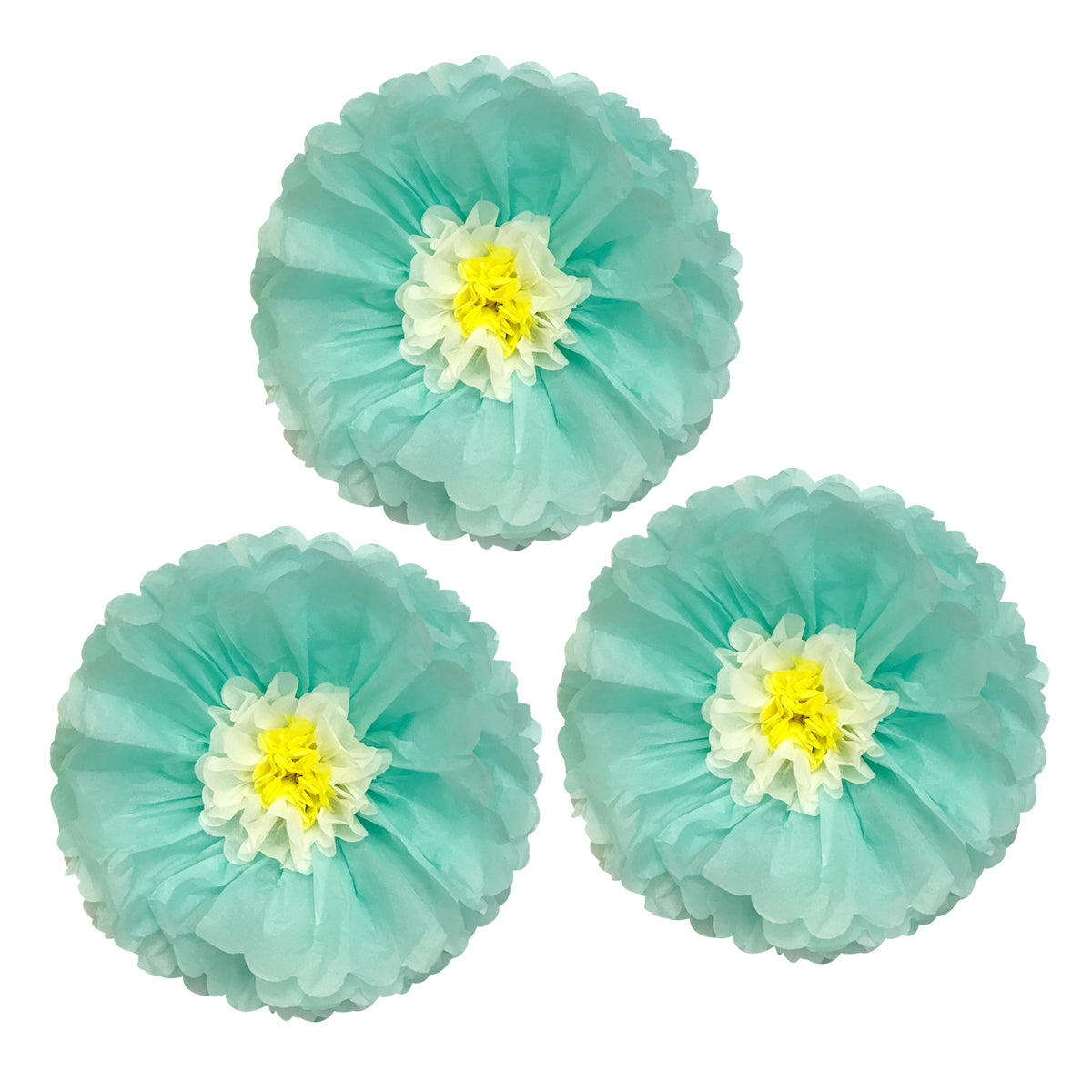 Wrapables Set of 3 Tissue Flower Pom Poms Party Decorations for Weddings, Birthday Parties Baby Showers and Nursery Decor