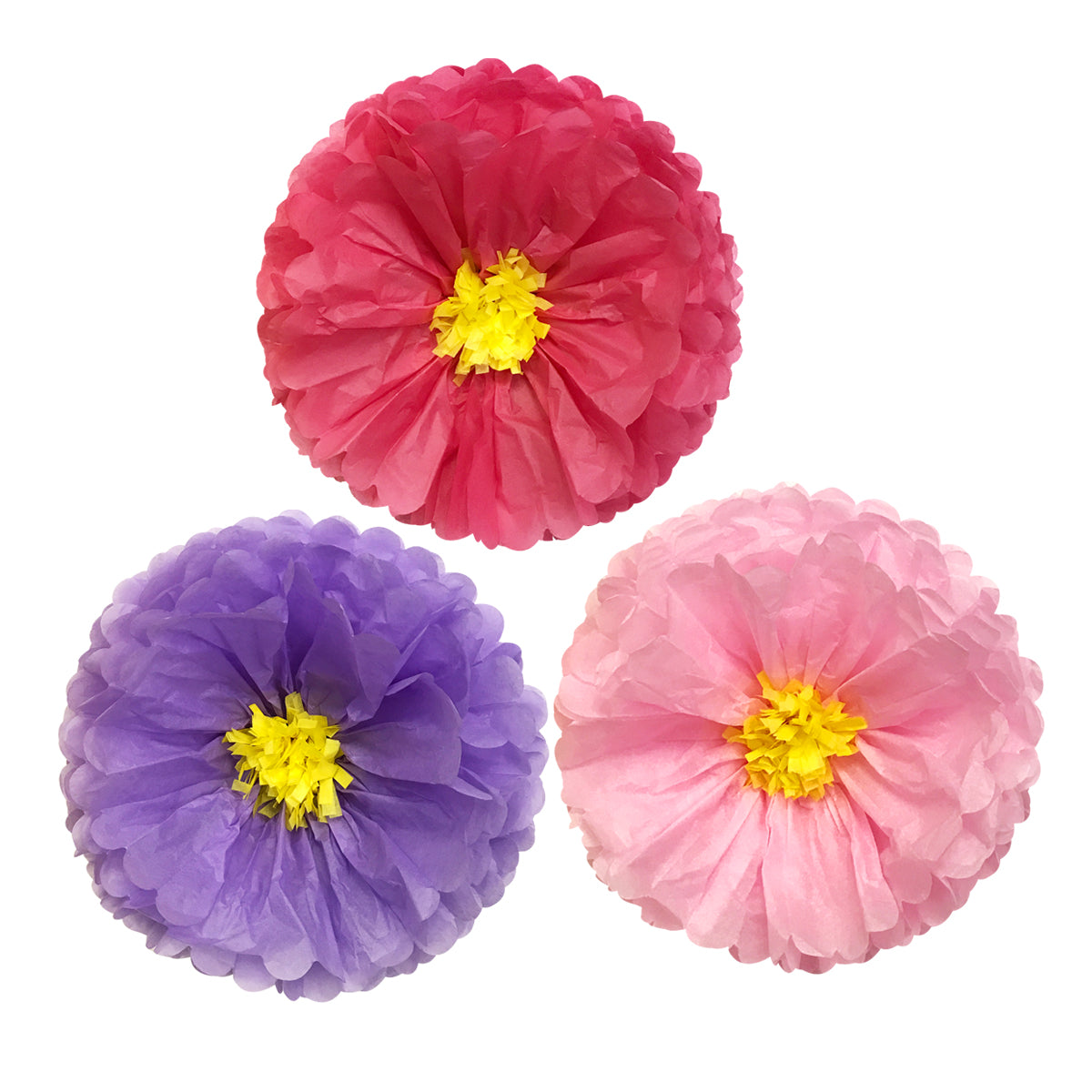 Wrapables Set of 3 Tissue Flower Pom Poms Party Decorations for Weddings, Birthday Parties Baby Showers and Nursery Decor