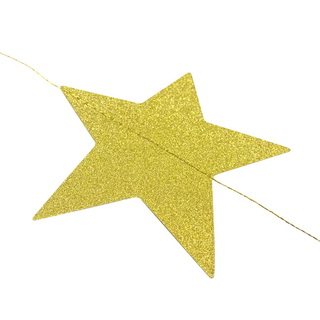 Wrapables 13ft Paper Star Garland Party Decorations (Set of 2), Gold Shimmer