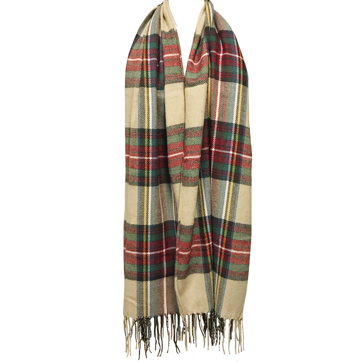 Wrapables Plaid Long Scarf Wrap with Fringe