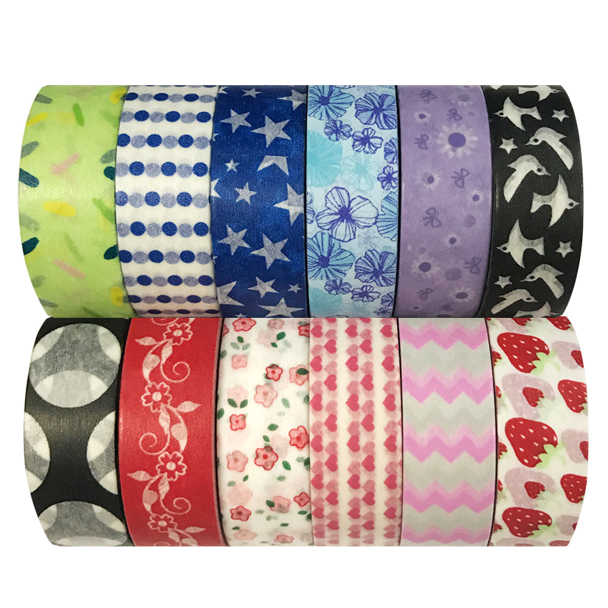Wrapables Washi Masking Tape Collection, Set of 12