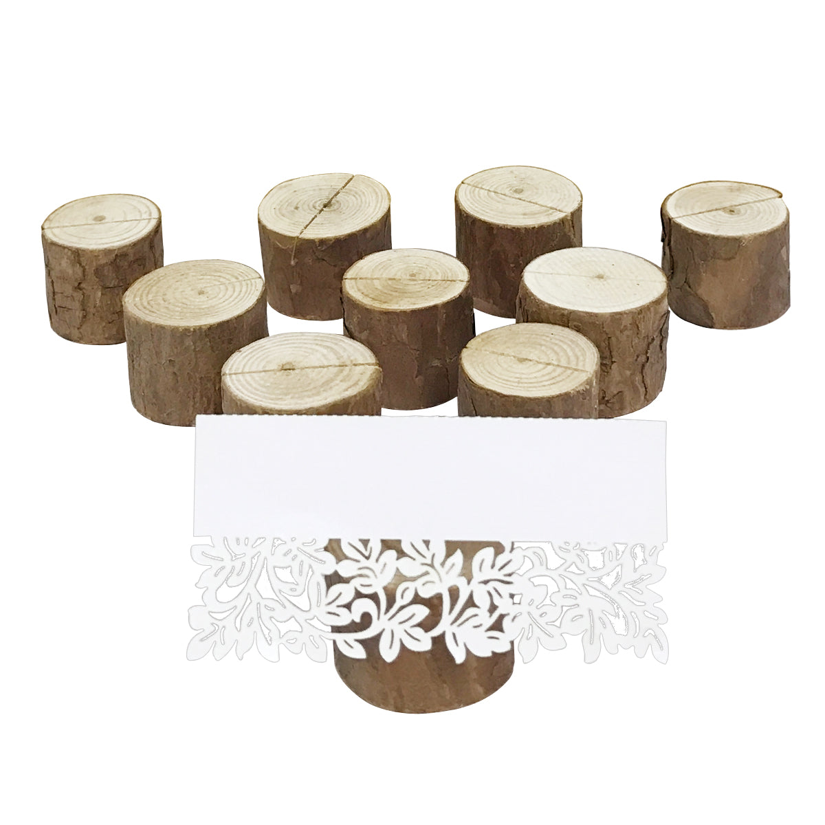 Wrapables Rustic Wooden Place-Card Holders with Table Name Place Cards for Wedding, Parties, Holidays, Special Events Table Decor (Set of 10)