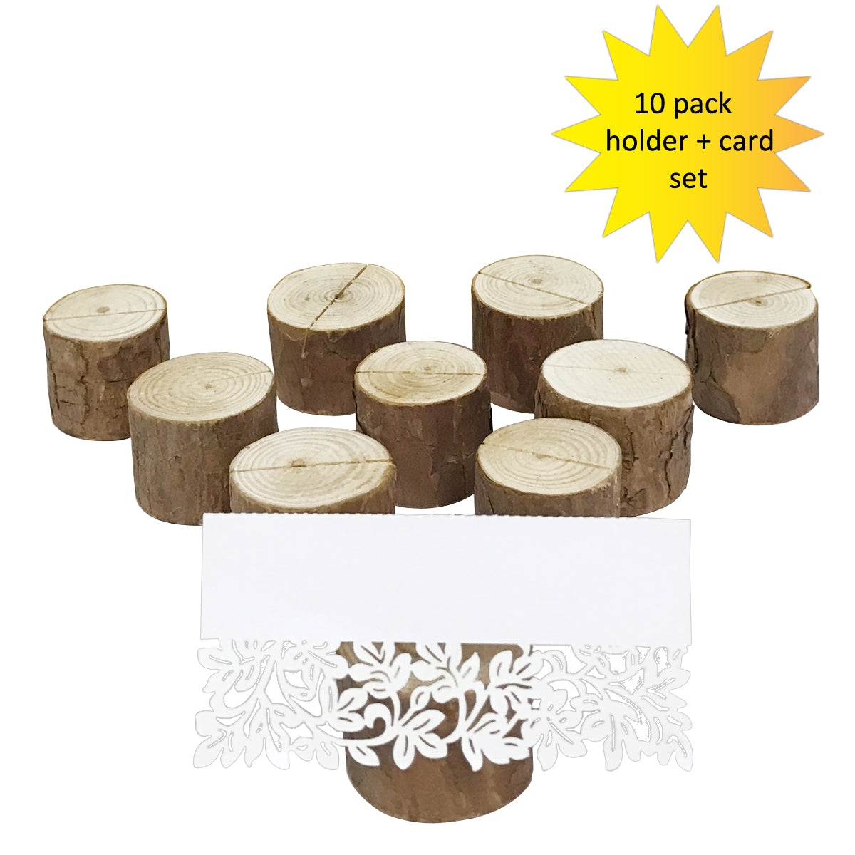 Wrapables Rustic Wooden Place-Card Holders with Table Name Place Cards for Wedding, Parties, Holidays, Special Events Table Decor (Set of 10)