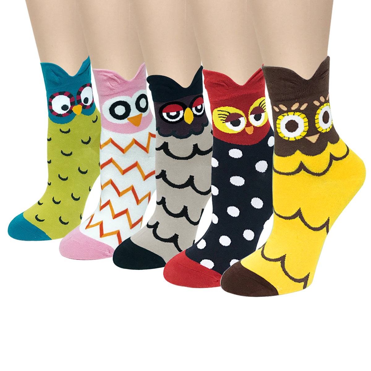 Wrapables Novelty Animal Print Crew Socks (Set of 5)