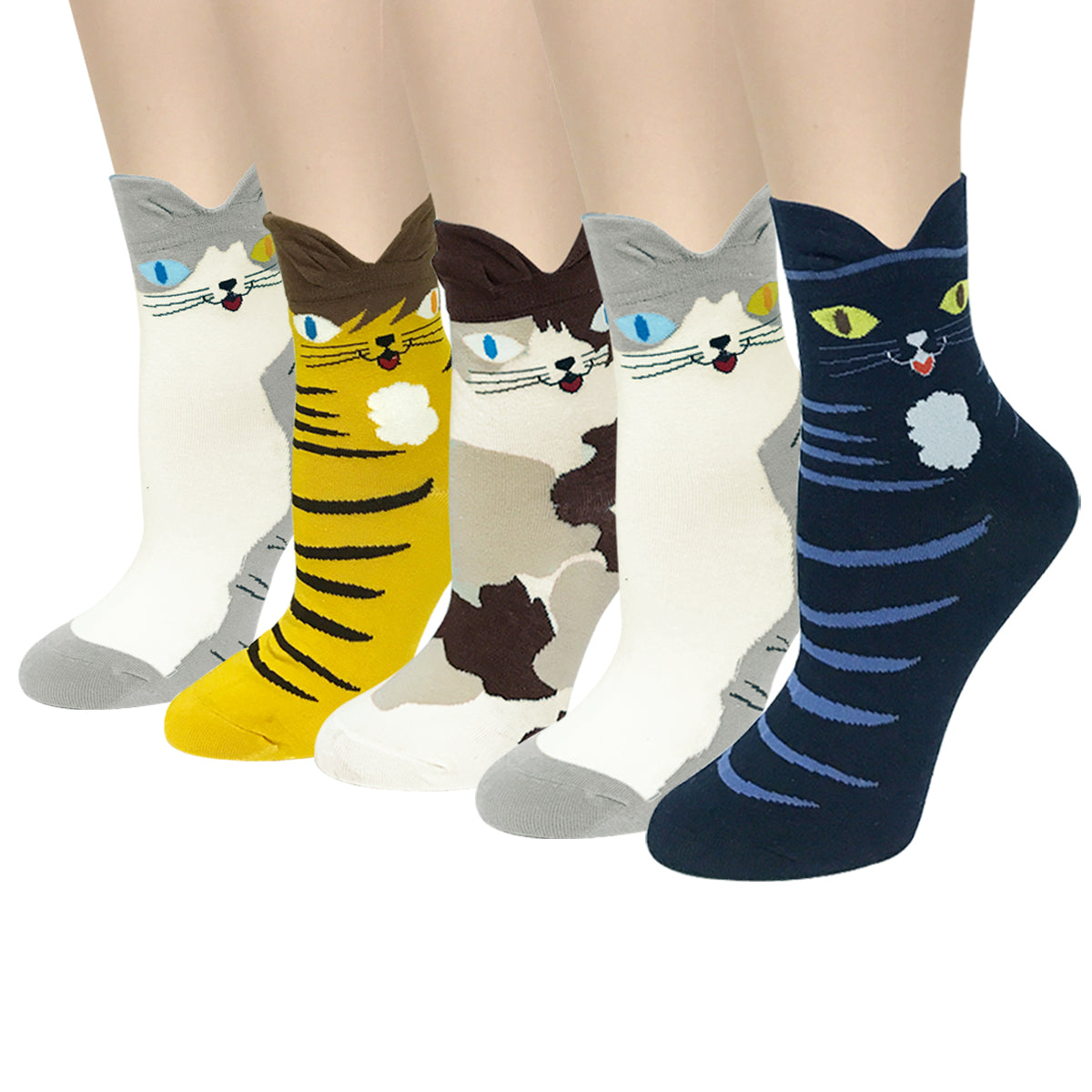 Wrapables Novelty Animal Print Crew Socks (Set of 5)