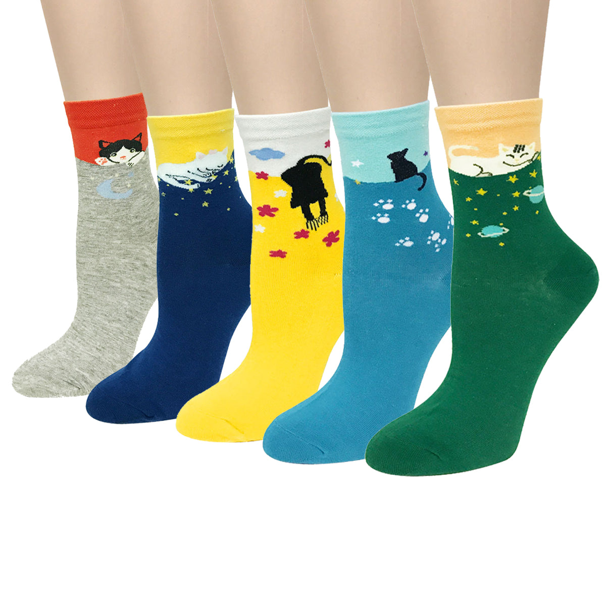 Wrapables Novelty Animal Print Crew Socks (Set of 5)