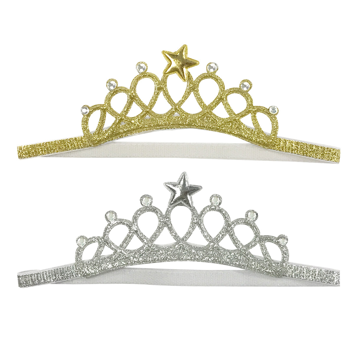 Wrapables Baby Princess Crown Headband with Rhinestones (Set of 2)