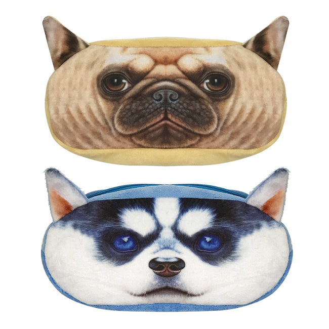 Wrapables Dog Face Zippered Pencil Case (Set of 2)