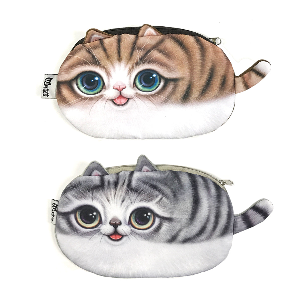 Wrapables Cat Face Cosmetic Pouch Pencil Case (Set of 2)