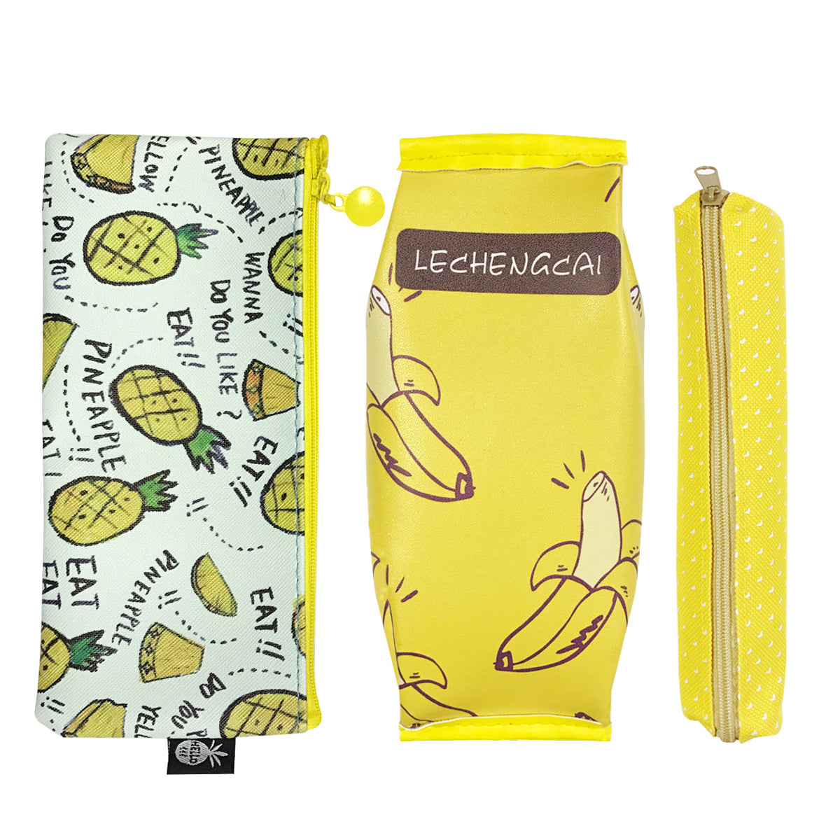 Wrapables Trendy Food Pencil Case and Stationery Pouches (Set of 3)