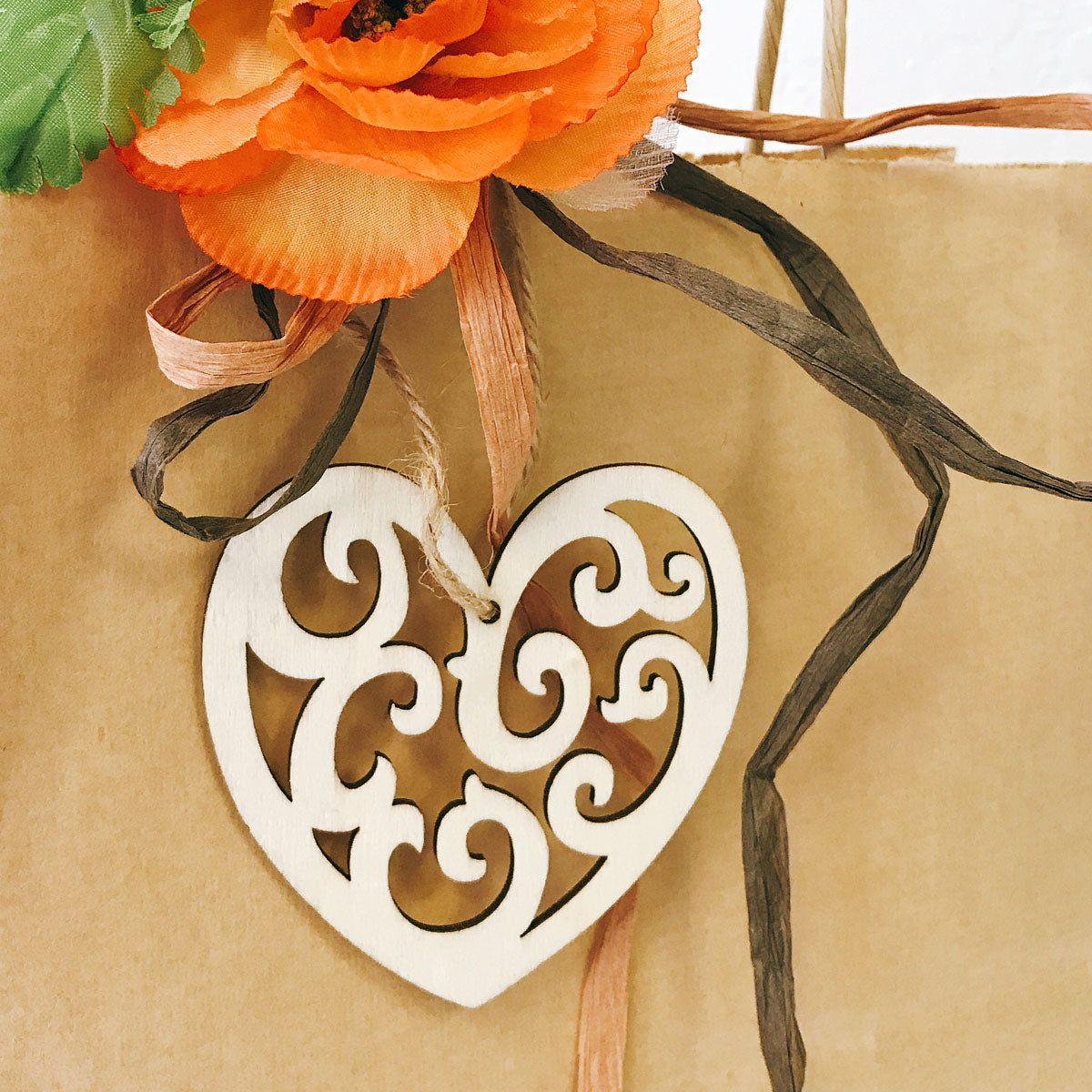 Wrapables Wooden Heart Ornament Hanging Love Decoration (Set of 20)