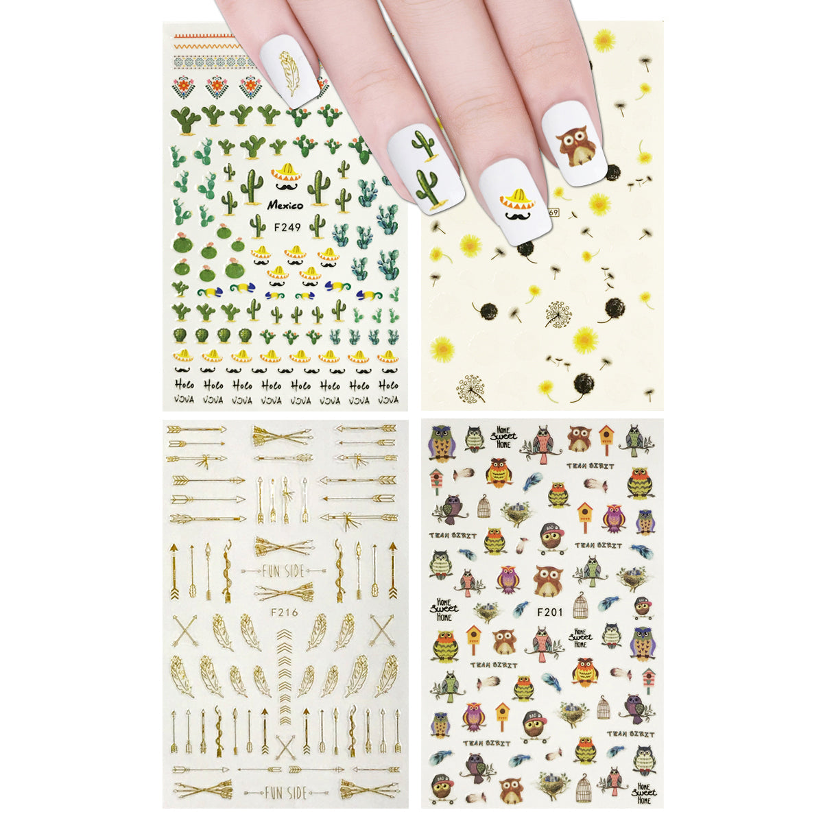 Wrapables 4 Sheets Nail Stickers Nail Art Set
