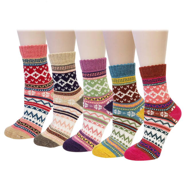 Wrapables Women's Thick Winter Warm Wool Socks (Set of 5)